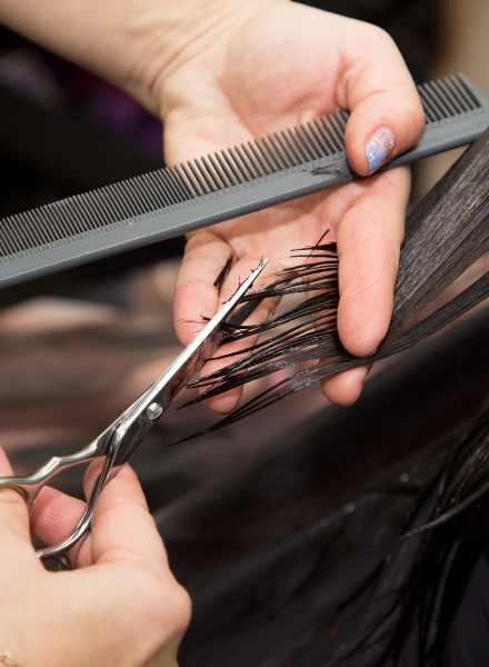 women's haircut done by a hairdresser